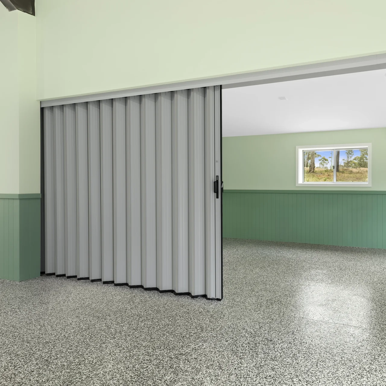DuraFlex non-acoustic concertina door dividing a community room